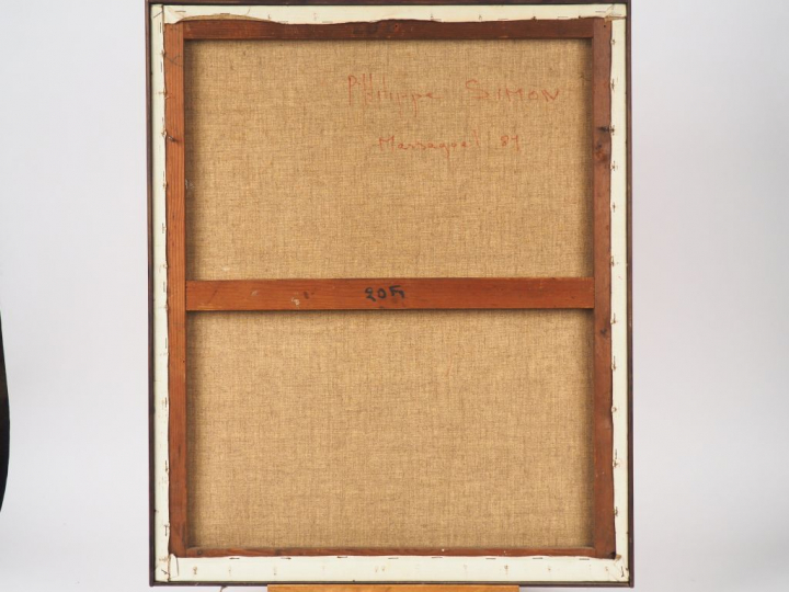 Philippe SIMON. "composition" Huile sur toile, signée en bas à droite 
