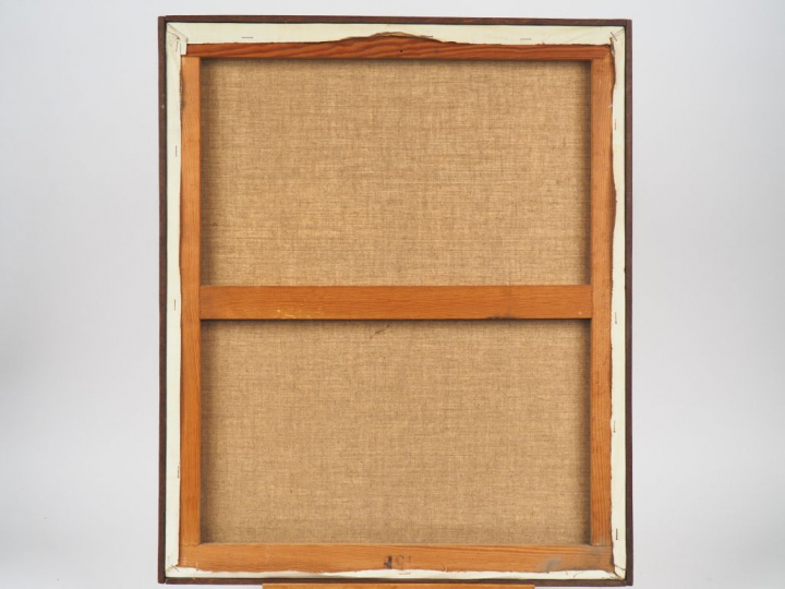 Philippe SIMON. "Paysage abstrait". Huile sur toile, signée en bas à g