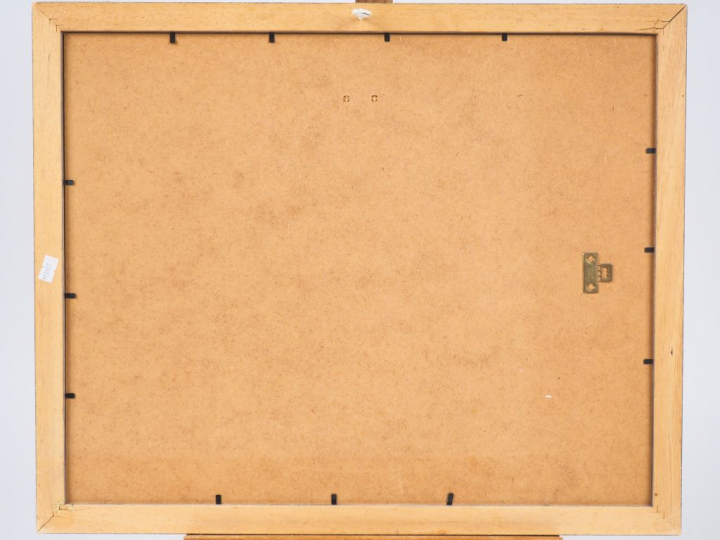 Keneth SNODGRASS. "Vue de ville de bord de mer". Huile sur papier, sig