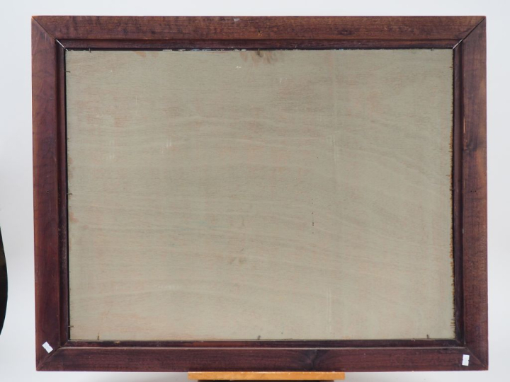 STEEL. "Chaumière derrière l'église". Huile sur panneau, signée en bas