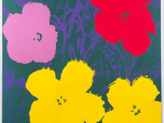 Vente aux enchères Andy WARHOL.  "Fleurs". Impression en couleur. Published by Sunday by 