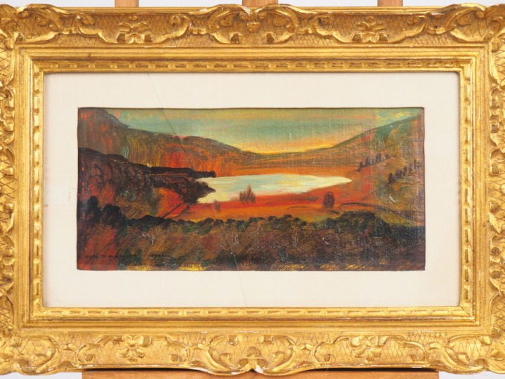 Henri de WAROQUIER.  "Etude de paysage".  Huile sur toile, signée en b