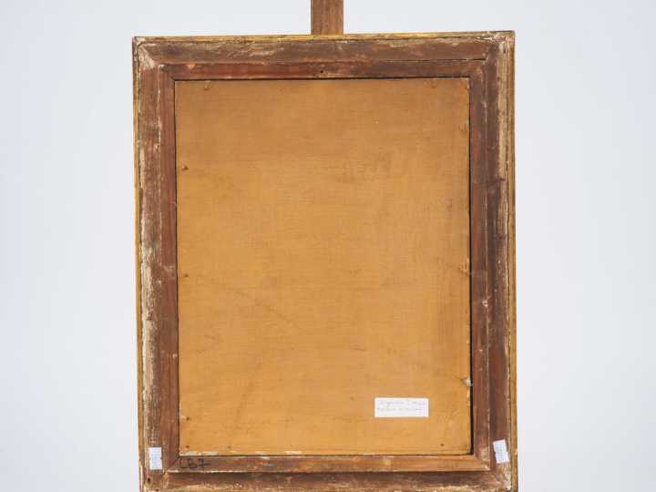 Ecole française XIXème "Le savant". Huile sur carton Dim. 36 x 28 cm (