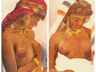 Vente aux enchères Ecole orientaliste début XXème. "Jeunes filles d'Afrique du Nord"  Hui