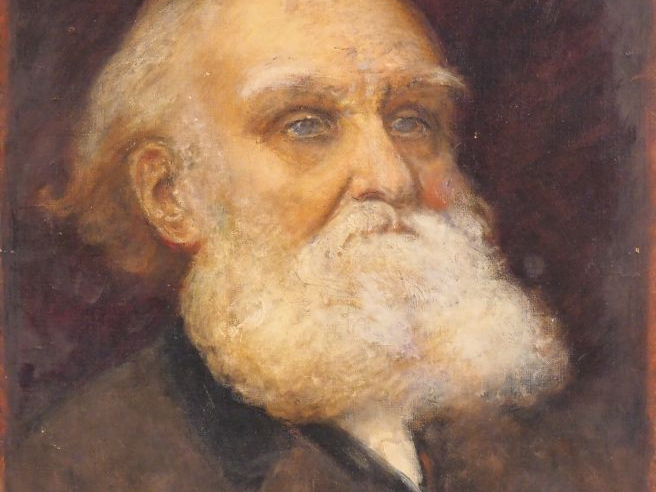 Ecole française XIXème. "Portrait d'homme à la barbe blanche". Huile s