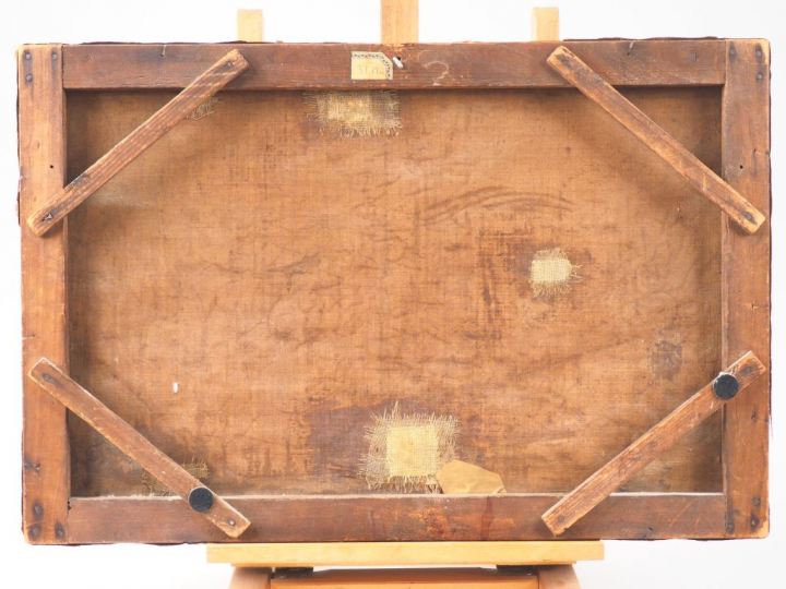 Ecole du Nord XIXème. "Marine nocturne". Huile sur toile, signée en ba