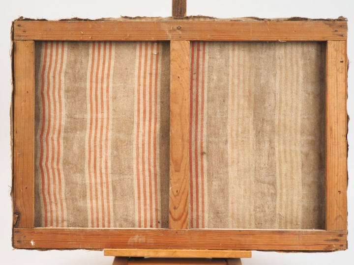 Ecole française XXème. "Paysage cubiste". Huile sur toile. Dim. 50 x 3