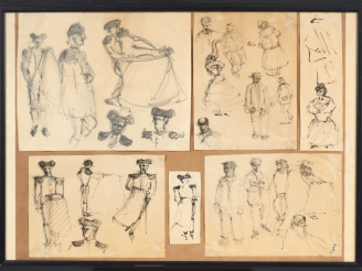 Vente aux enchères Ecole française XXème. "Etudes de matador". 6 dessins dans un même enc