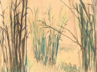 Vente aux enchères Ecole française XXème. "Jeune femme endormie". Aquarelle monogrammée L