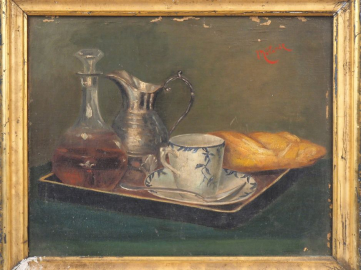 Ecole française fin XIXème. "nature morte" Huile sur toile, signée en 