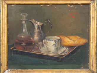 Vente aux enchères Ecole française fin XIXème. "nature morte" Huile sur toile, signée en 