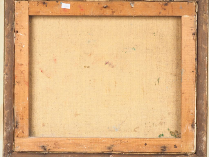 Ecole française XXème. "Nature morte aux pommes". Huile sur toile. Dim