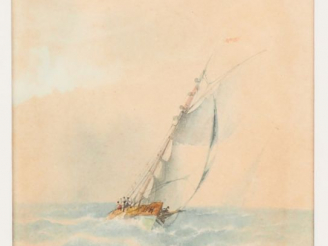 Vente aux enchères Ecole française XXème. "Voilier". Aquarelle. Dim. (à vue) : 21,5 x 14,