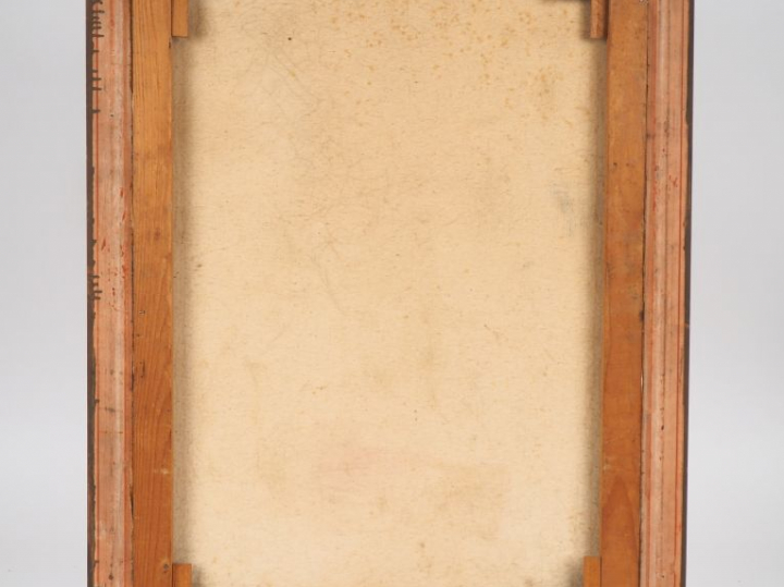 Ecole française XXème. "Paysage lacustre en hiver au coucher du soleil