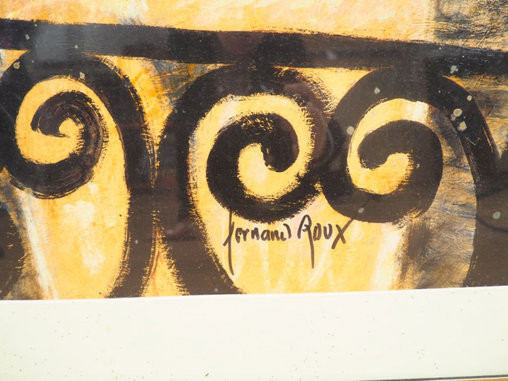 Fernand ROUX. "Nue au balcon". Huile sur papier, signée en bas. Dim. (