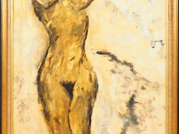 Fernand ROUX. "Le nu blanc". Huile sur toile, signée en bas à droite, 