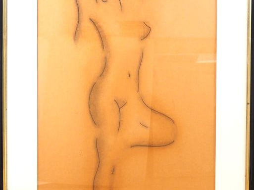 Fernand ROUX. "Odalisque moderne". Dessin signé en bas à droite. Dim. 