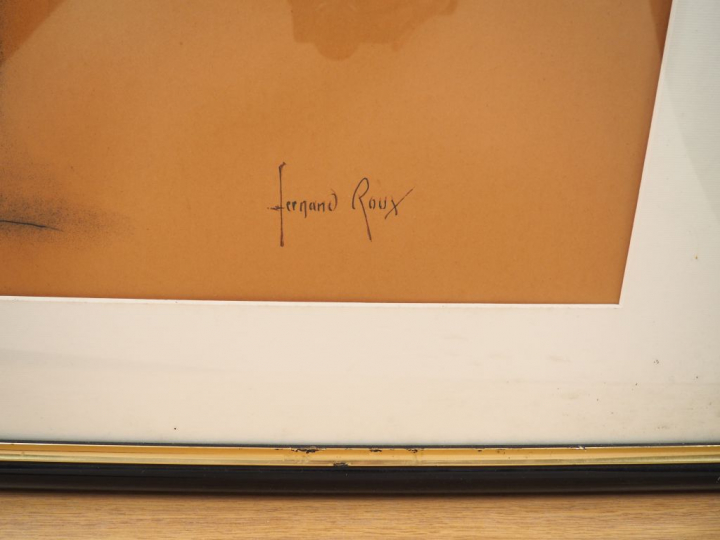 Fernand ROUX. "Odalisque moderne". Dessin signé en bas à droite. Dim. 