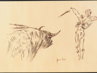 Vente aux enchères Fernand ROUX. "Picador". Dessin en couleur signé en bas. Dim. 69 x 99 