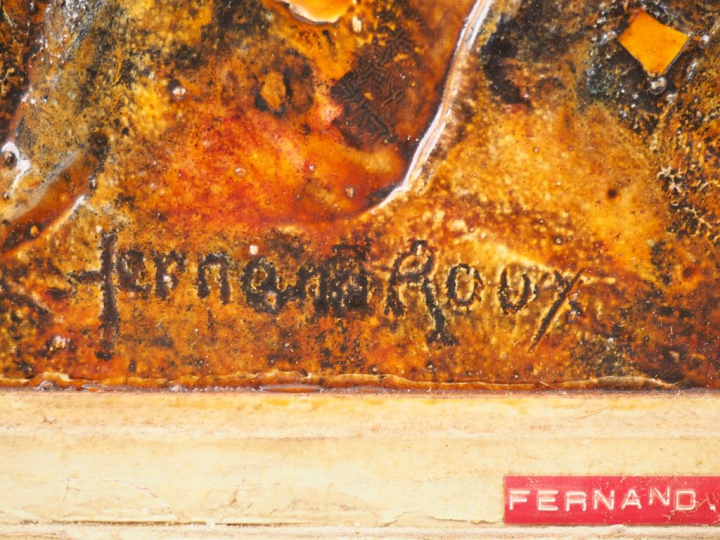 Fernand ROUX. "Emaux et camées". Technique mixte signée en bas, titrée