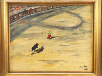 Vente aux enchères Fernand ROUX. "Le cinquième toro". Huile sur toile, signée en bas à dr