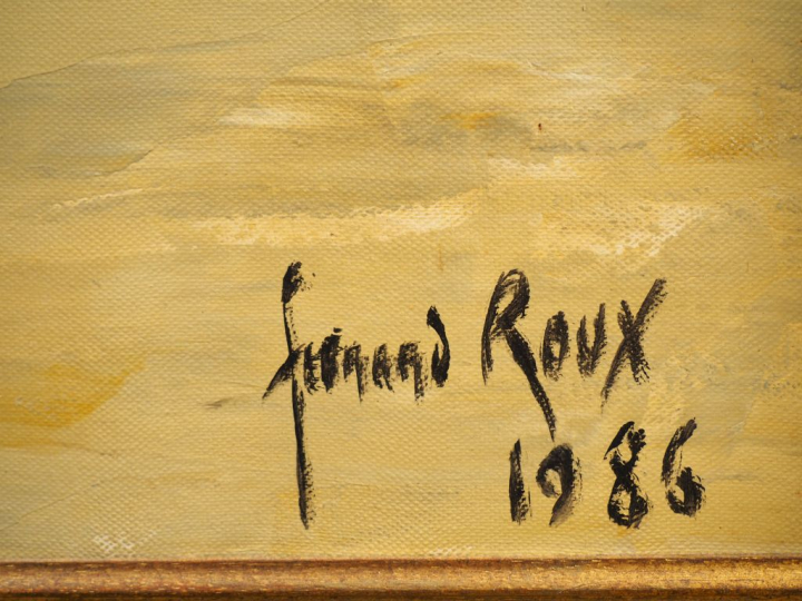 Fernand ROUX. "Le cinquième toro". Huile sur toile, signée en bas à dr