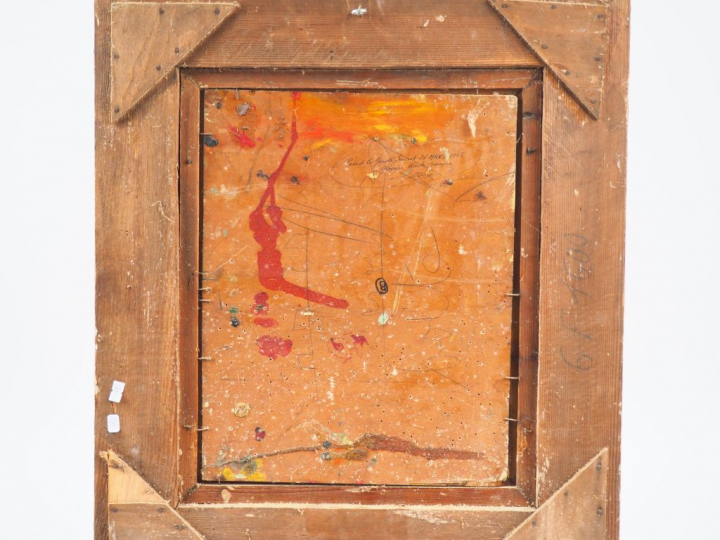 Fernand ROUX.  "Portrait d'homme". Huile sur panneau, signée en bas à 