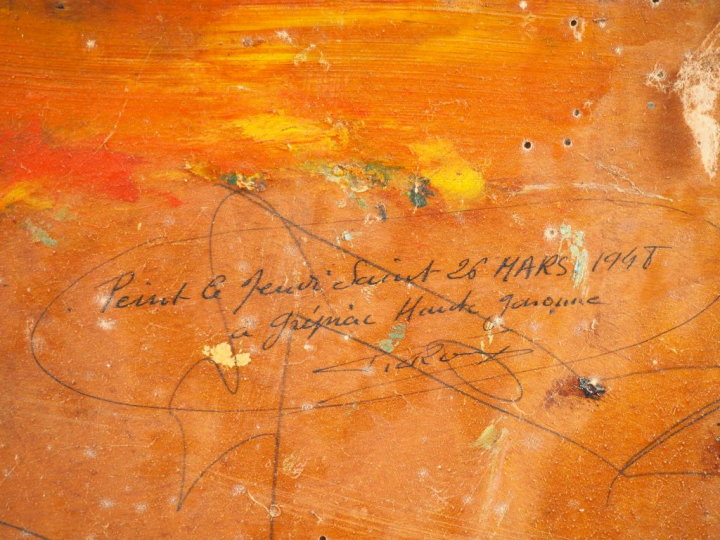 Fernand ROUX.  "Portrait d'homme". Huile sur panneau, signée en bas à 