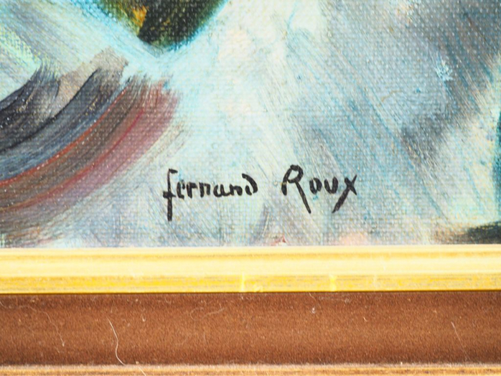 Fernand ROUX. "Le Christ portant la croix". Huile sur toile, signée en