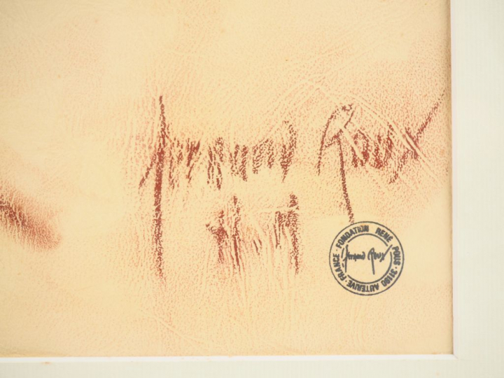 Fernand ROUX. "Couple enlacé II". Dim. (à vue) : 45 x 59,5 cm.