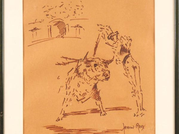 Fernand ROUX. "Los rehiletes". Aquarelle, signée en bas à droite. Dim.