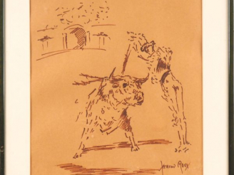 Vente aux enchères Fernand ROUX. "Los rehiletes". Aquarelle, signée en bas à droite. Dim.