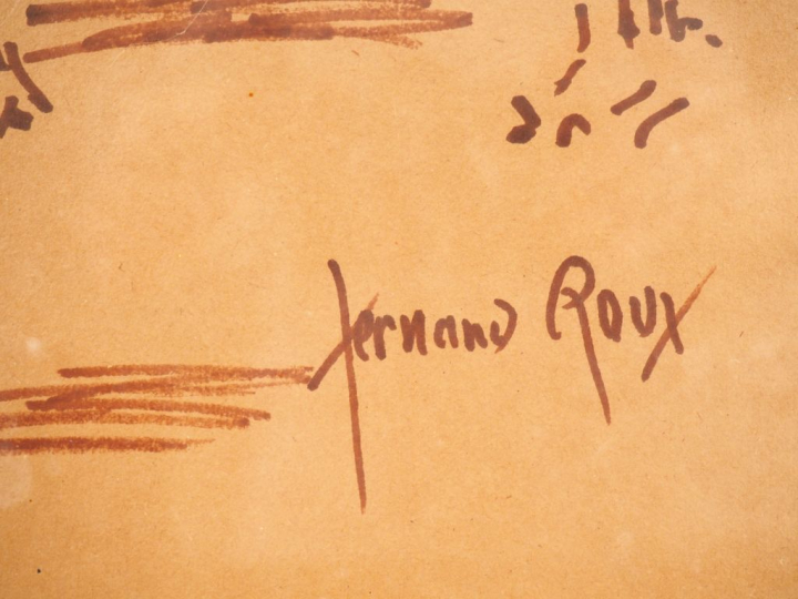 Fernand ROUX. "Los rehiletes". Aquarelle, signée en bas à droite. Dim.