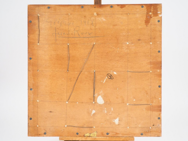 Fernand ROUX. "Vue de village". Technique mixte signée en bas à gauche