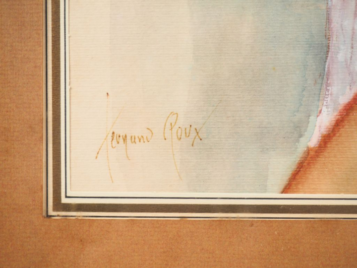 Fernand ROUX. "Nu voilé". Aquarelle signée en bas à gauche.  Dim. 27 x