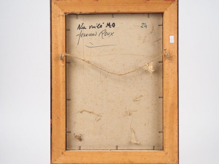 Fernand ROUX. "Nu voilé". Aquarelle signée en bas à gauche.  Dim. 27 x