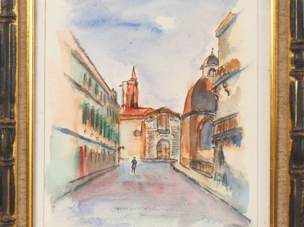 Fernand ROUX.  "Rue fermat". Aquarelle, signée en bas à gauche et daté