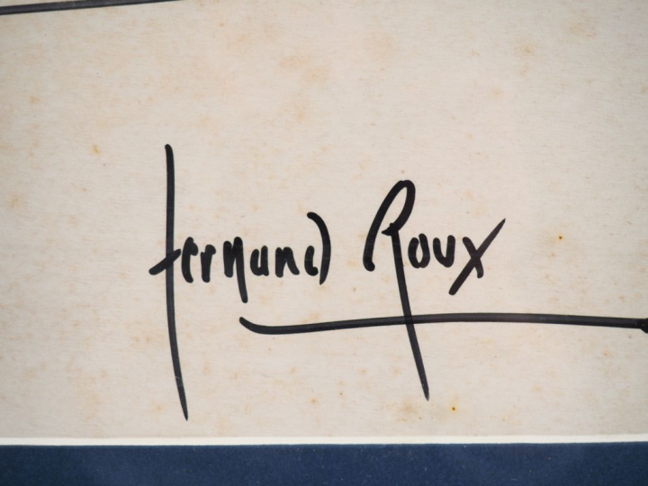 Fernand ROUX. "Port de plaisance". Dessin, signé en bas à droite. Dim.