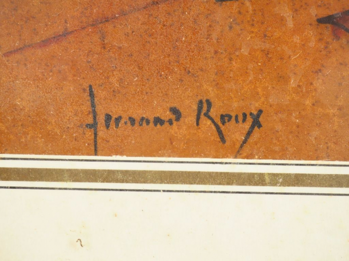 Fernand ROUX. "Vue de village". Aquarelle, signée en bas à droite. Dim