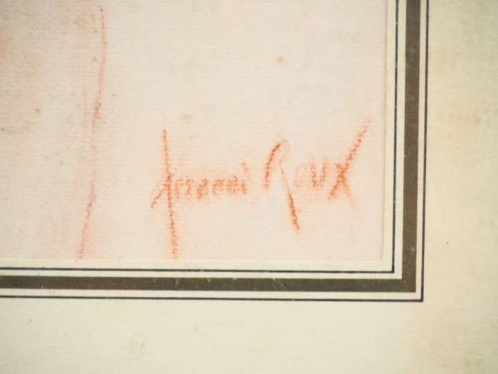 Fernand ROUX. "Portrait de jeune fille". Sanguine, signée en bas à dro