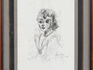 Vente aux enchères Fernand ROUX. "Portrait". Dessin, signé en bas à droite. Dim. (à vue) 