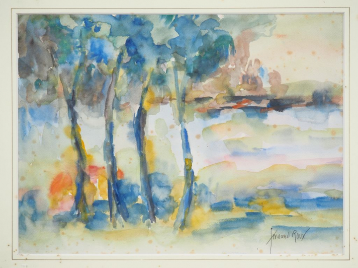Fernand ROUX. "Palma de Mallorca". Aquarelle, signée en bas à droite, 