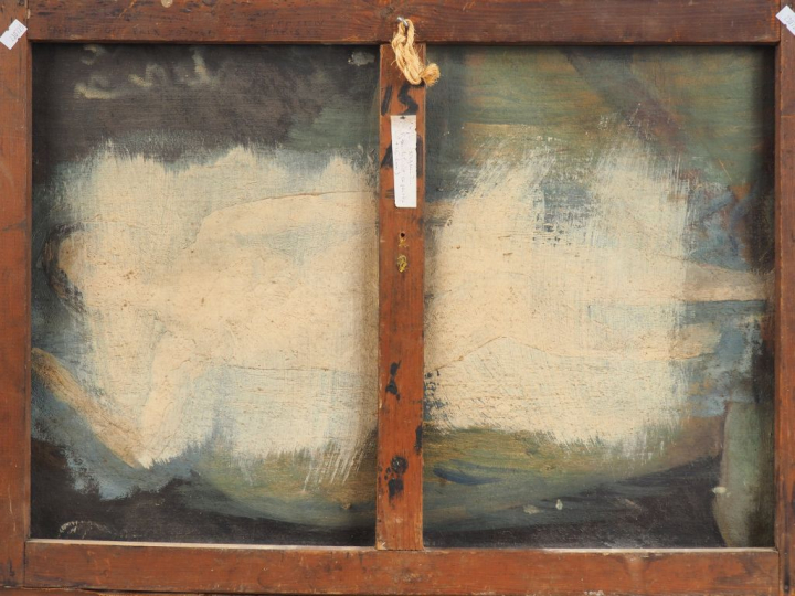 Max PAPART. "La partie de cartes". Huile sur toile, signée en bas à ga