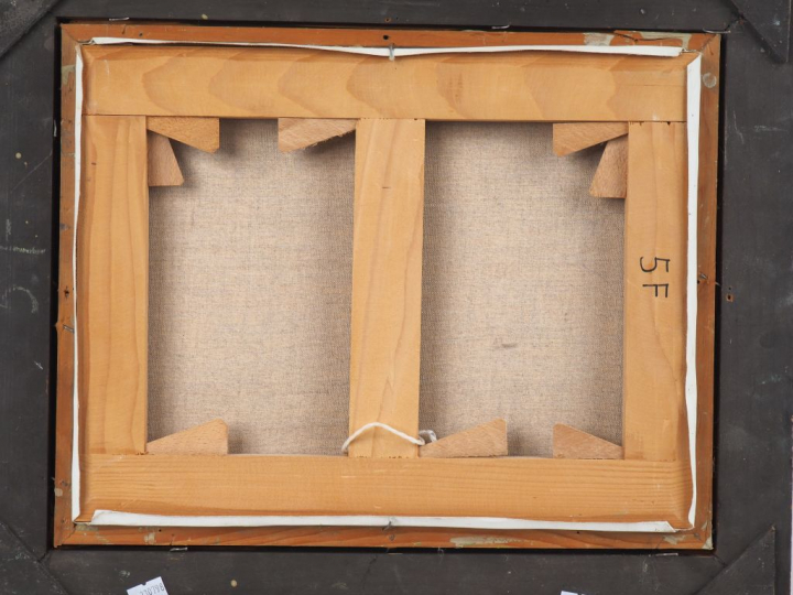 André VIGNOLES. "Champs de blé". Huile sur toile, signée en bas à gauc