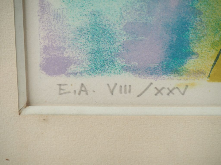 André VIGNOLES. "Bouquet de coquelicots" et "paysage". Deux lithograph