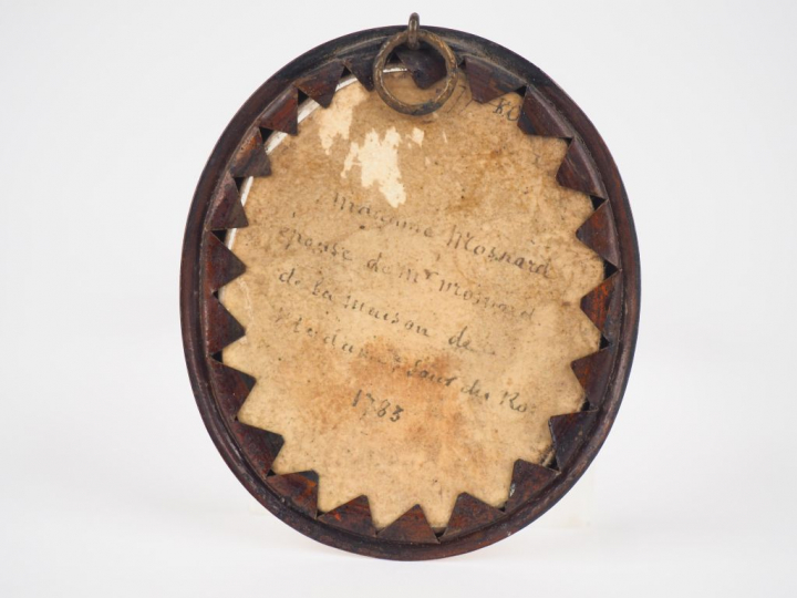 Miniature XVIIIème, "portrait de madame Mosnard", Datée au dos 1783. D
