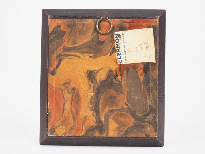 Miniature XIXème, "portrait d'homme au jabot" dans un cadre en bois et