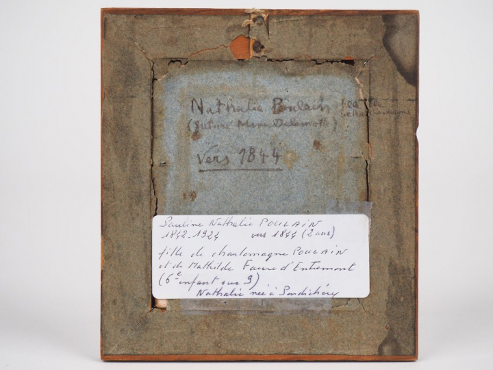 Daguerréotype XIXème, "portrait de Nathalie Poulain à 2 ans". Daté au 