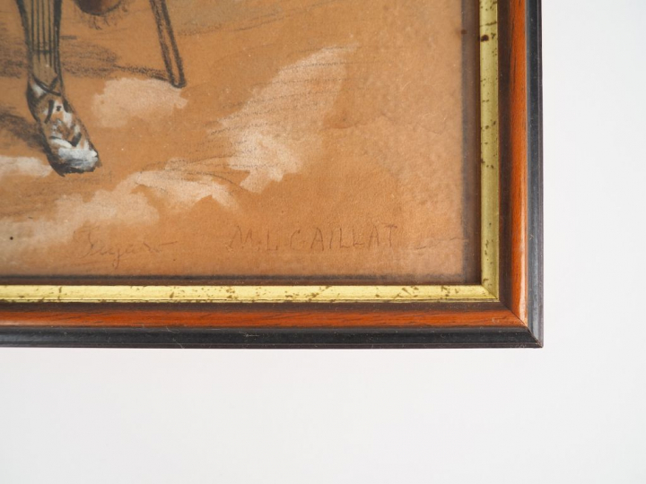 M.L CAILLAT. "Personnages de la vallée d'Ossau". 5 dessins signés. Dim