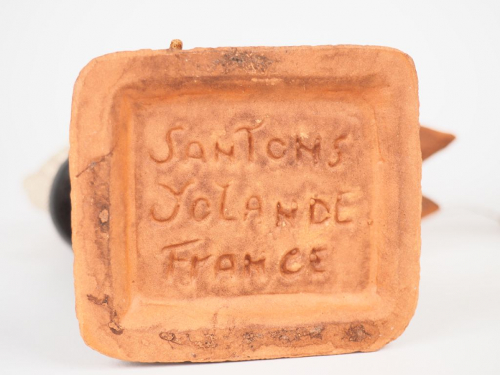 3 santons de Provence modernes en terre cuite figurant deux paysans et